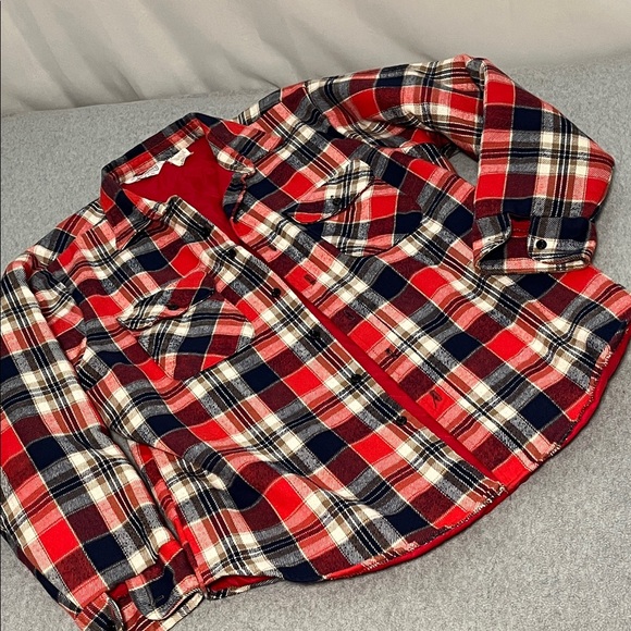 Five Brother Other - Vintage Mens Quilted Flannel Shirt Jacket Shacket Large Plaid Outdoor Gorpcore